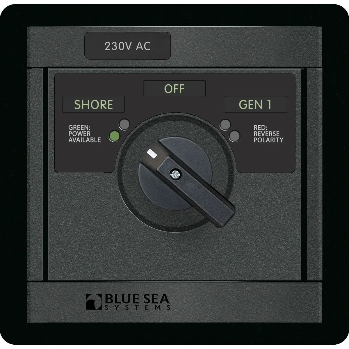 Blue Sea Systems 360 Panel AC Rotary Source Selector Module, Single Output, Red Reverse Polarity LEDs, Green Power Available LEDs — Quality Boat Parts