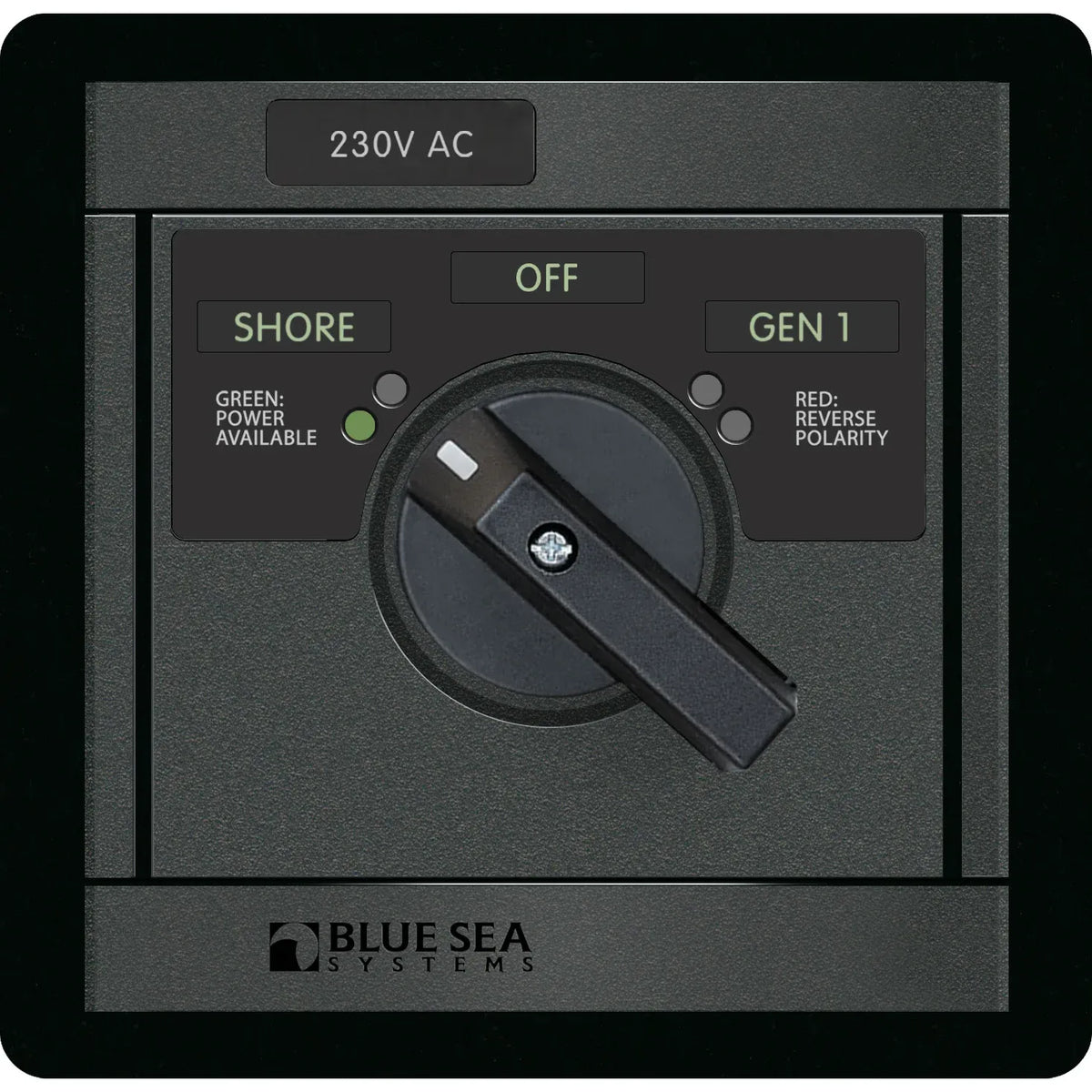 Blue Sea Systems 360 Panel AC Rotary Source Selector Module, Single Output, Red Reverse Polarity LEDs, Green Power Available LEDs — Quality Boat Parts