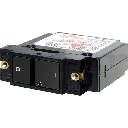 Blue Sea Systems A-Series Single Pole Flat Rocker Circuit Breaker, AC/DC, Magnetic Hydraulic, Trip-Free — Quality Boat Parts