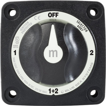 Blue Sea Systems m-Series Mini Selector Battery Switch, 4 Position, Battery Combine, 300A, 32V DC, IP66 — Quality Boat Parts
