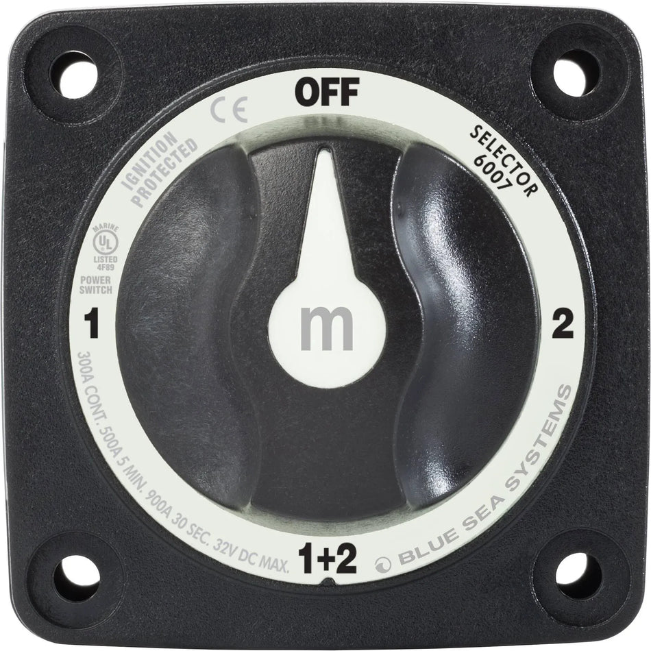 Blue Sea Systems m-Series Mini Selector Battery Switch, 4 Position, Battery Combine, 300A, 32V DC, IP66 — Quality Boat Parts
