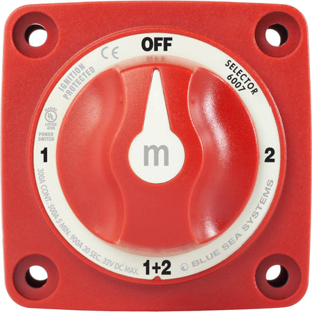 Blue Sea Systems m-Series Mini Selector Battery Switch, 4 Position, Battery Combine, 300A, 32V DC, IP66 — Quality Boat Parts