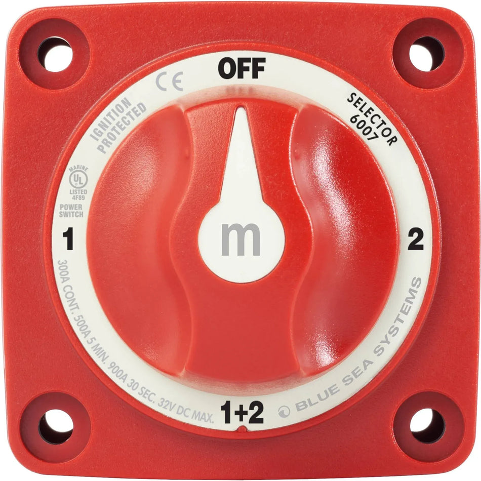 Blue Sea Systems m-Series Mini Selector Battery Switch, 4 Position, Battery Combine, 300A, 32V DC, IP66 — Quality Boat Parts