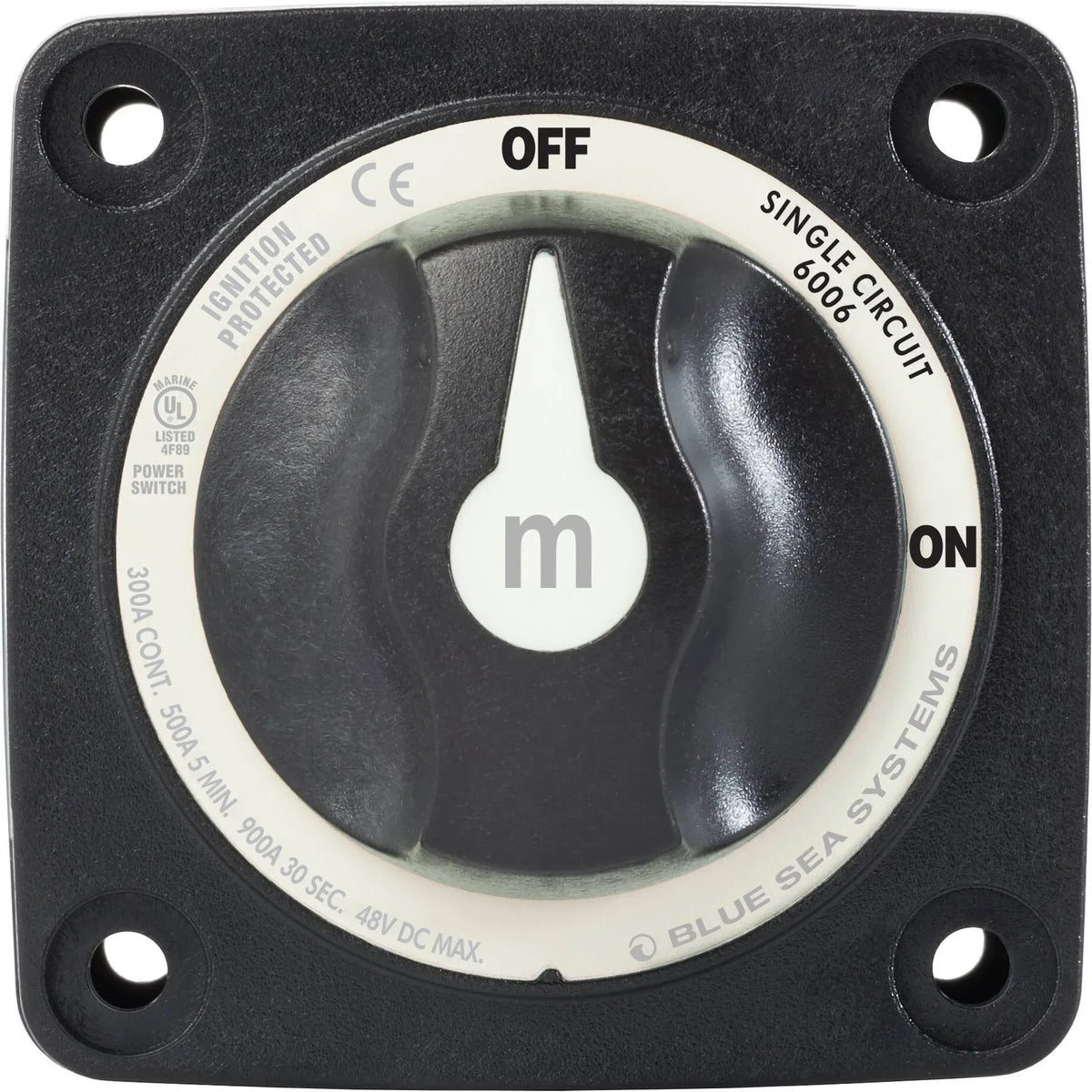 Blue Sea Systems m-Series Mini Single Circuit ON-OFF Battery Switch with Knob, 48V DC, 300A — Quality Boat Parts