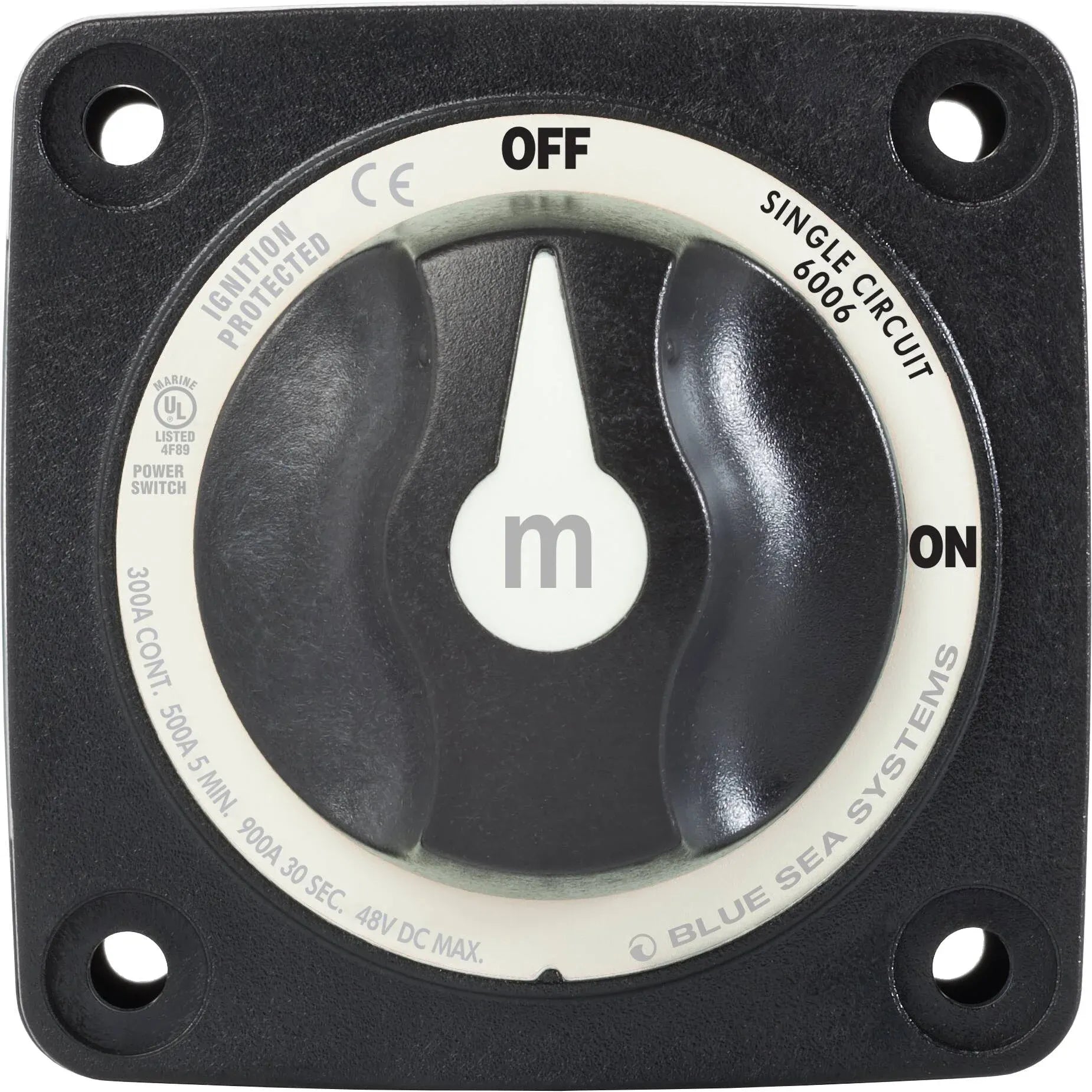 Blue Sea Systems m-Series Mini Single Circuit ON-OFF Battery Switch with Knob, 48V DC, 300A — Quality Boat Parts