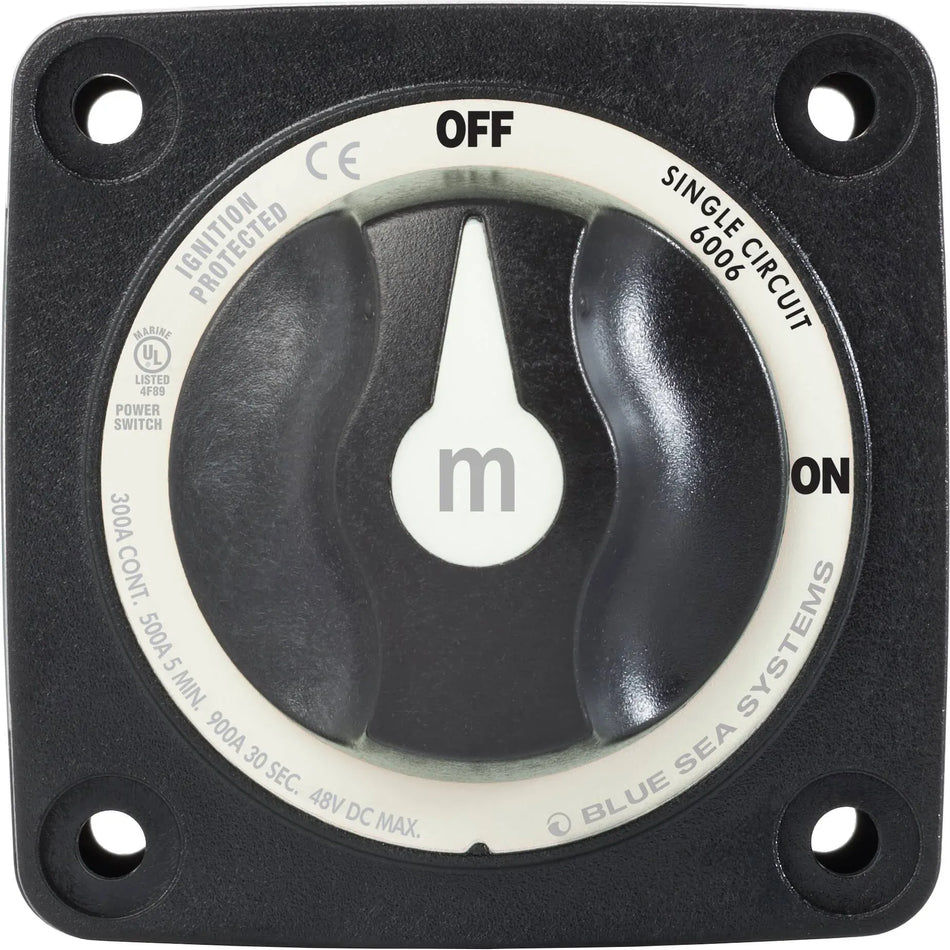 Blue Sea Systems m-Series Mini Single Circuit ON-OFF Battery Switch with Knob, 48V DC, 300A — Quality Boat Parts