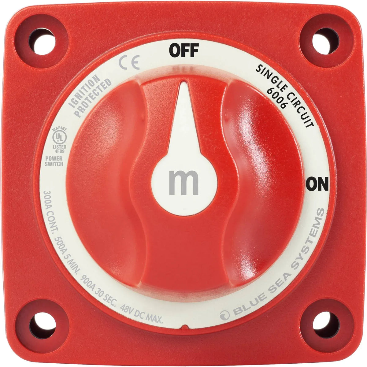 Blue Sea Systems m-Series Mini Single Circuit ON-OFF Battery Switch with Knob, 48V DC, 300A — Quality Boat Parts