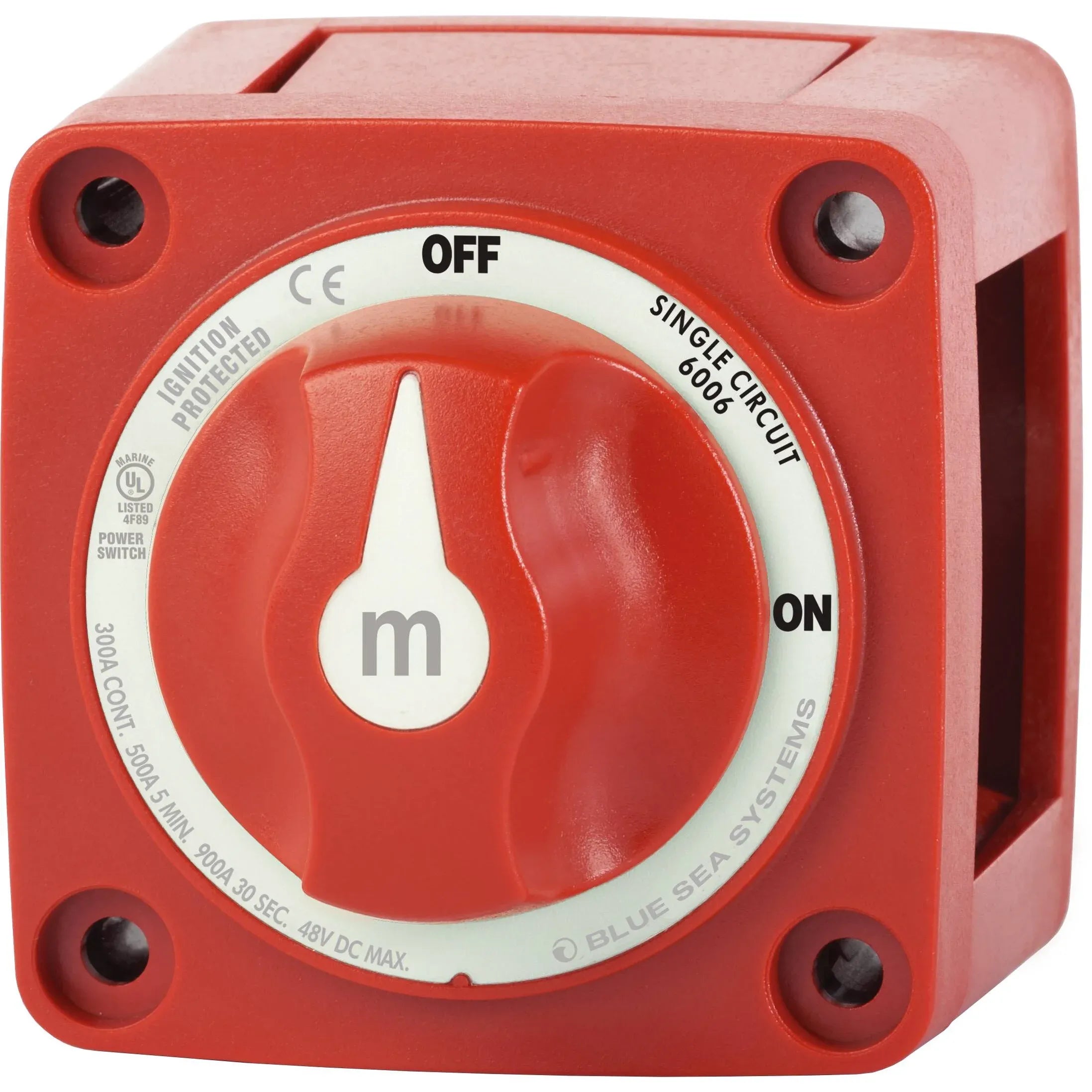 Blue Sea Systems m-Series Mini Single Circuit ON-OFF Battery Switch with Knob, 48V DC, 300A — Quality Boat Parts