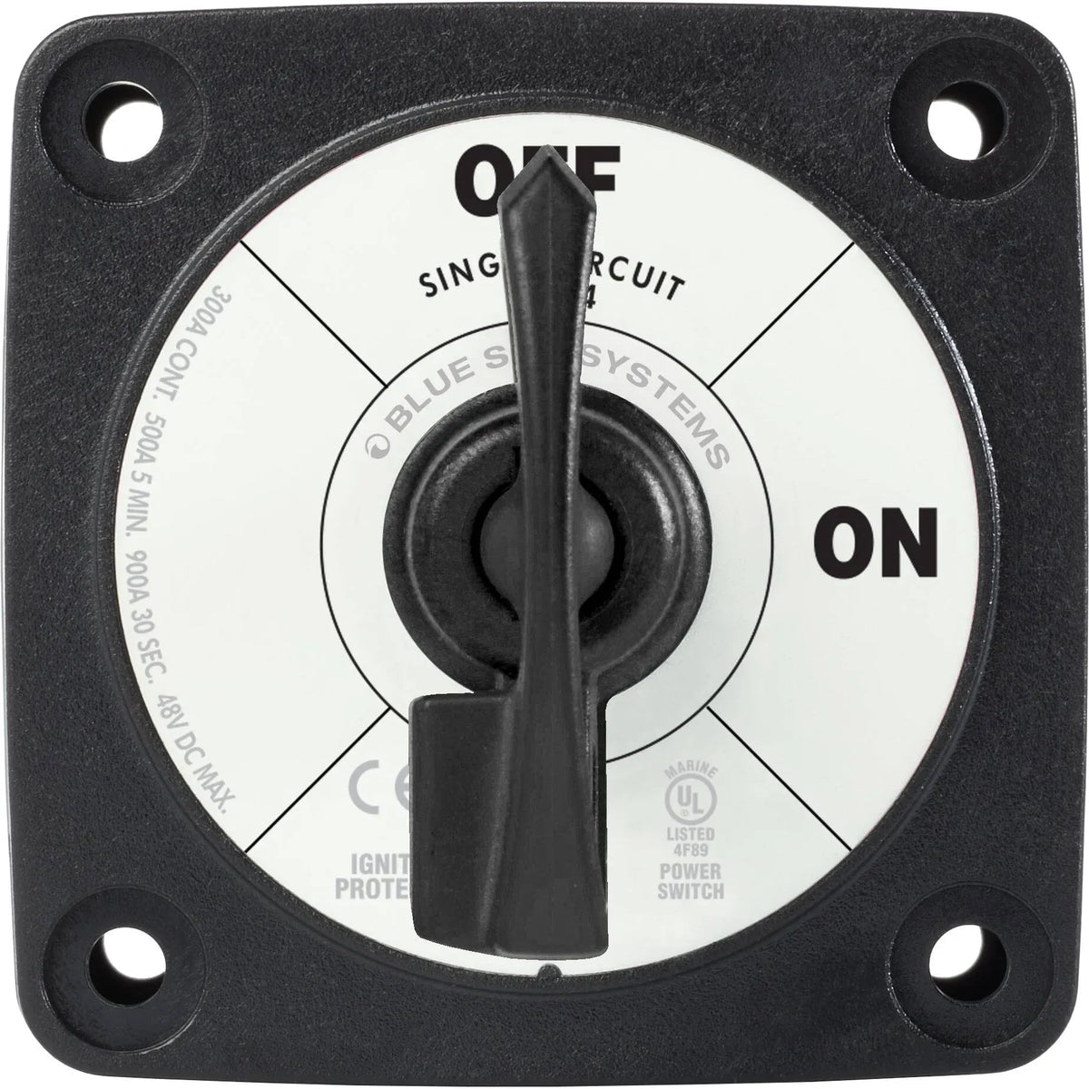 Blue Sea Systems m-Series Single Circuit ON-OFF Battery Switch, Locking Key, 48V DC, 300A Continuous, IP66, 3/8 in Studs — Quality Boat Parts