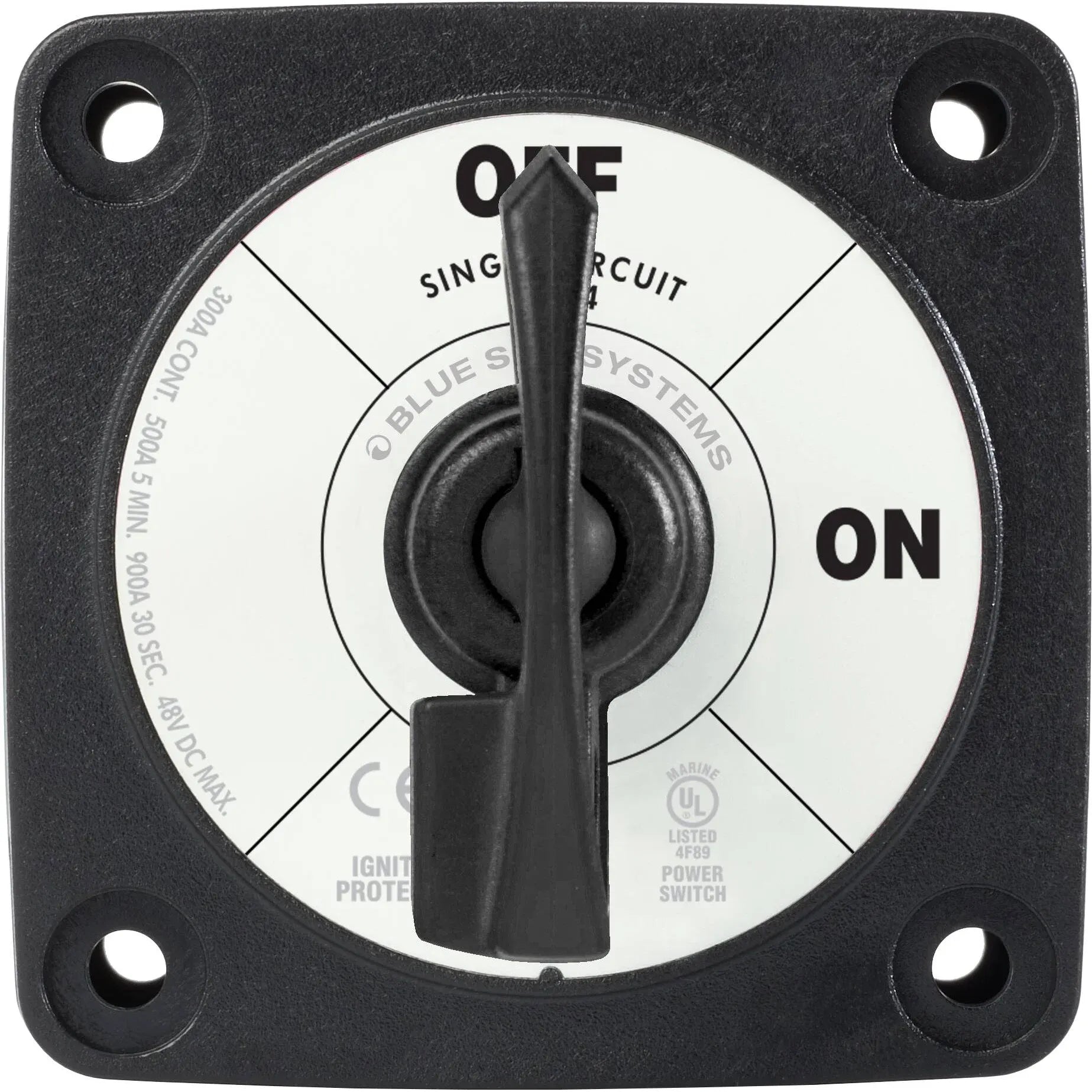 Blue Sea Systems m-Series Single Circuit ON-OFF Battery Switch, Locking Key, 48V DC, 300A Continuous, IP66, 3/8 in Studs — Quality Boat Parts