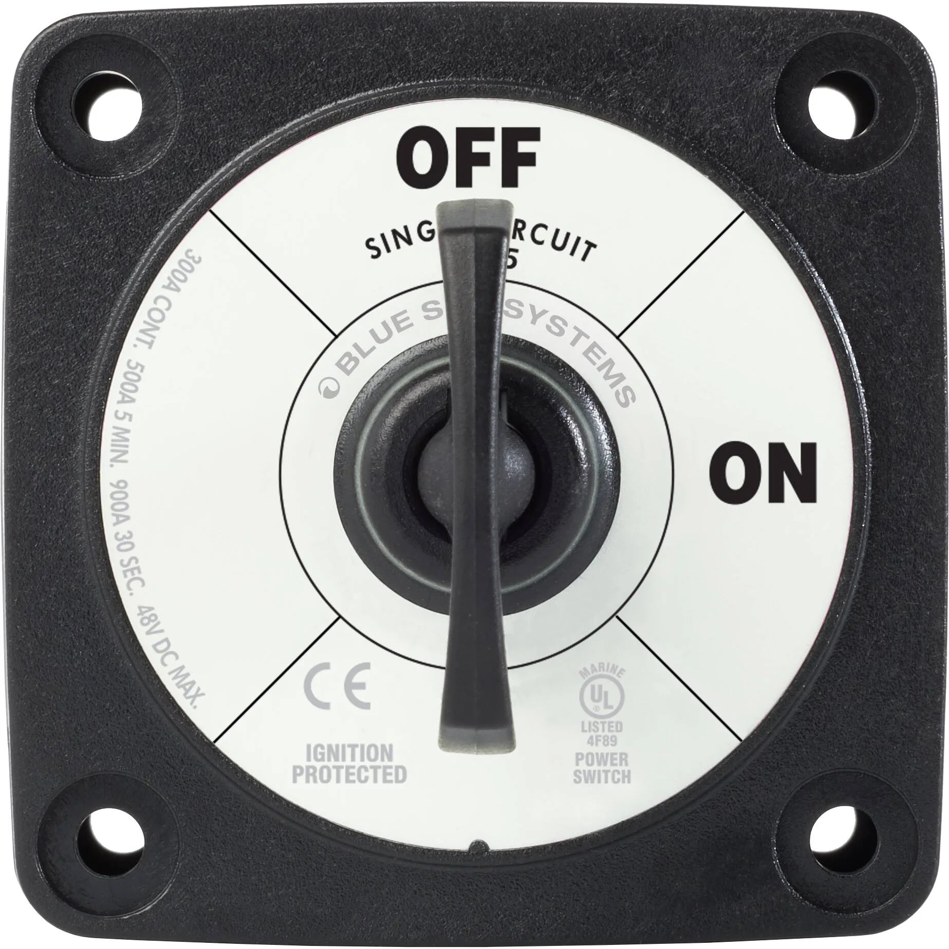 Blue Sea Systems m-Series Mini Battery Switch with Key, Single Circuit ON-OFF, 48V DC, 300A Continuous — Quality Boat Parts