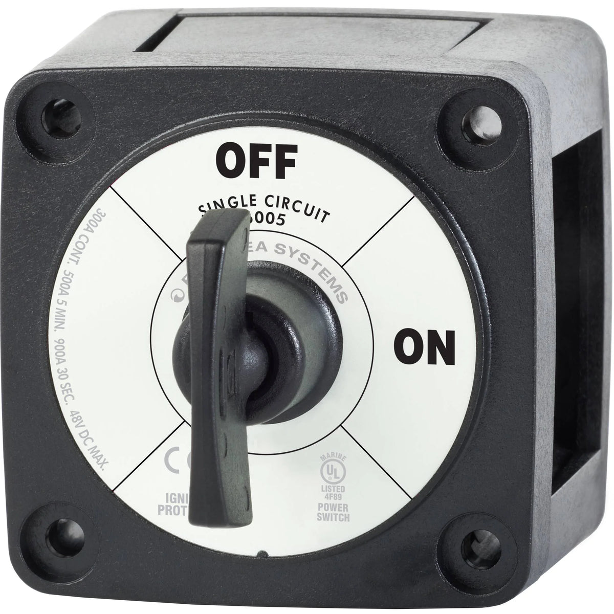 Blue Sea Systems m-Series Mini Battery Switch with Key, Single Circuit ON-OFF, 48V DC, 300A Continuous — Quality Boat Parts