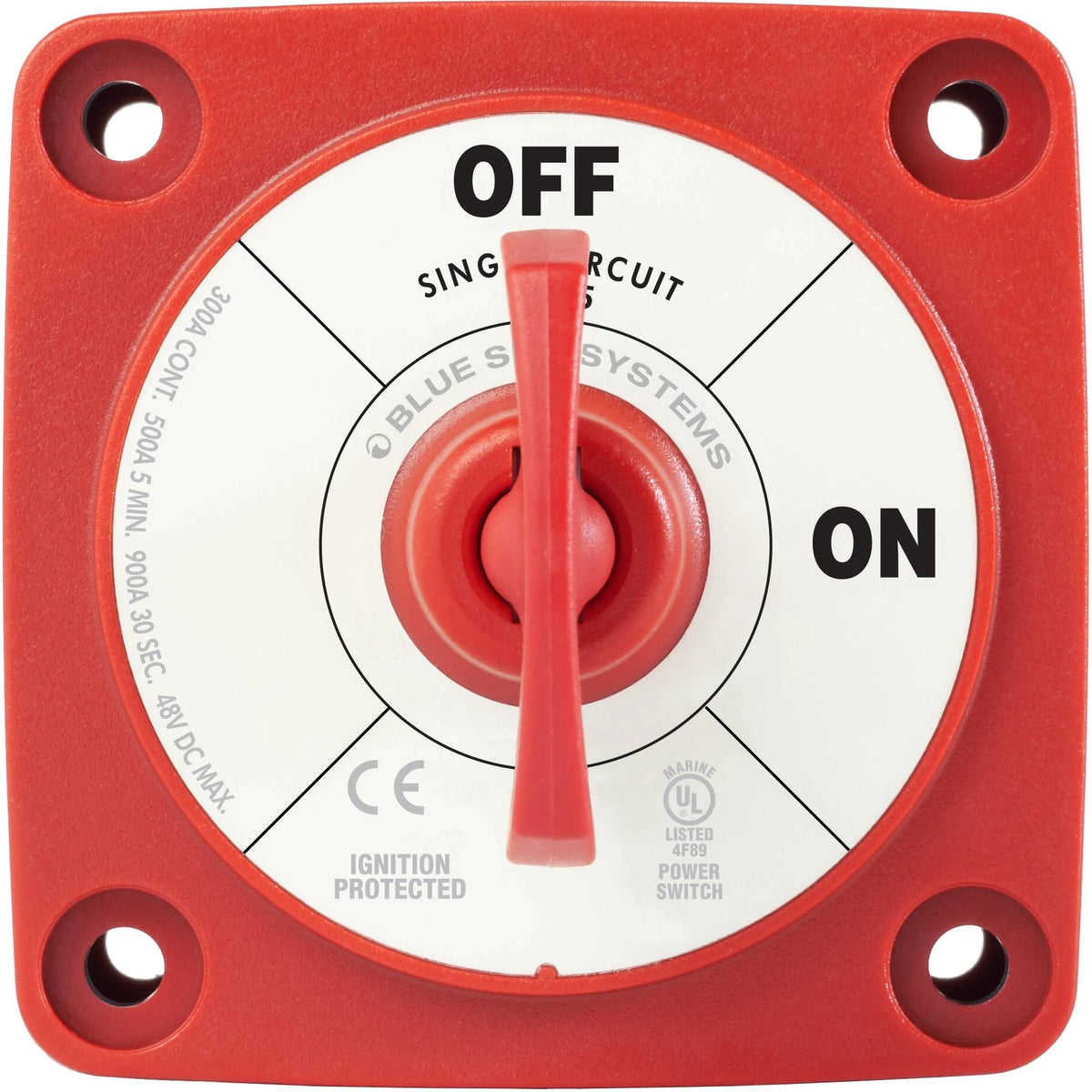 Blue Sea Systems m-Series Mini Battery Switch with Key, Single Circuit ON-OFF, 48V DC, 300A Continuous — Quality Boat Parts