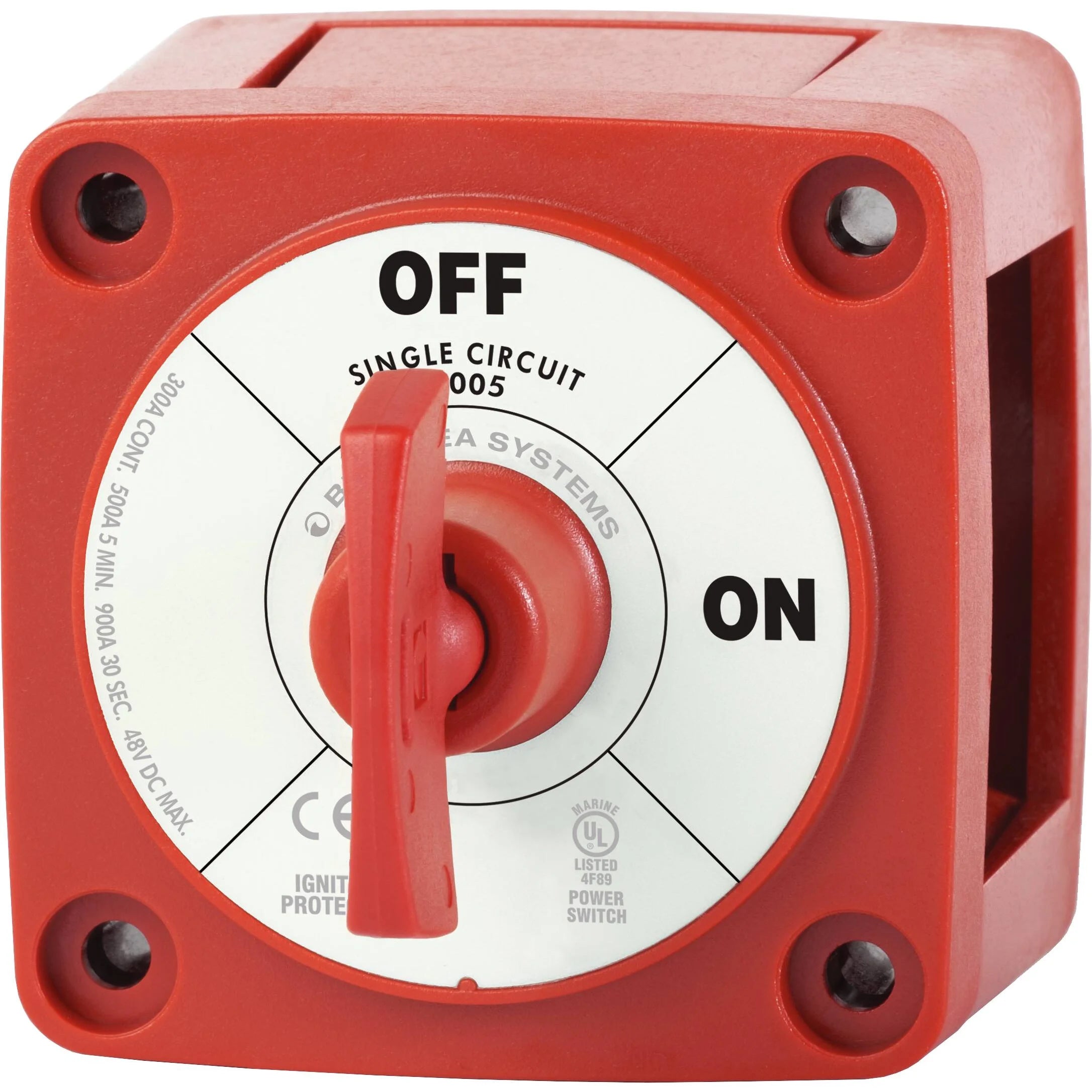 Blue Sea Systems m-Series Mini Battery Switch with Key, Single Circuit ON-OFF, 48V DC, 300A Continuous — Quality Boat Parts
