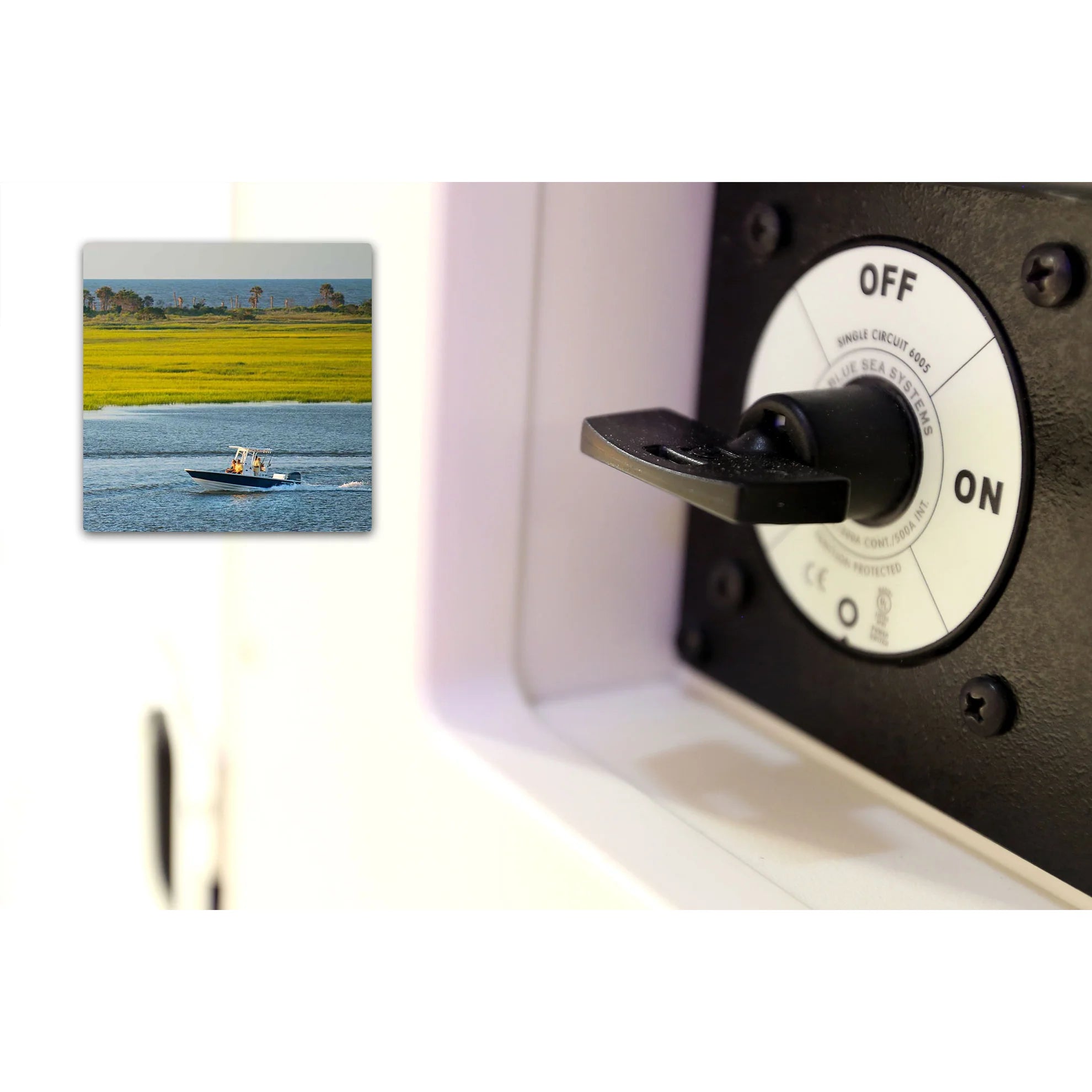 Blue Sea Systems m-Series Mini Battery Switch with Key, Single Circuit ON-OFF, 48V DC, 300A Continuous — Quality Boat Parts