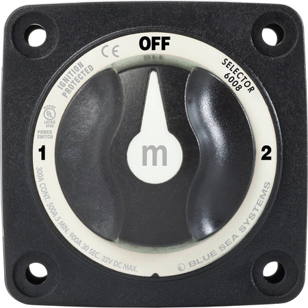 Blue Sea Systems m-Series Selector 3 Position Battery Switch, 32V DC, 300A, IP66 — Quality Boat Parts