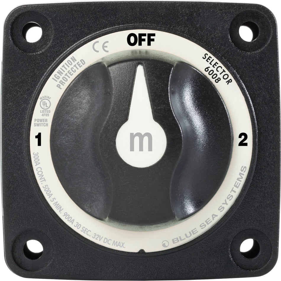 Blue Sea Systems m-Series Selector 3 Position Battery Switch, 32V DC, 300A, IP66 — Quality Boat Parts