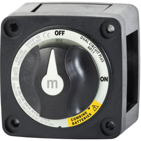 Blue Sea Systems m-Series Mini Dual Circuit Plus Battery Switch, 32V DC, 300A, 3 Position — Quality Boat Parts