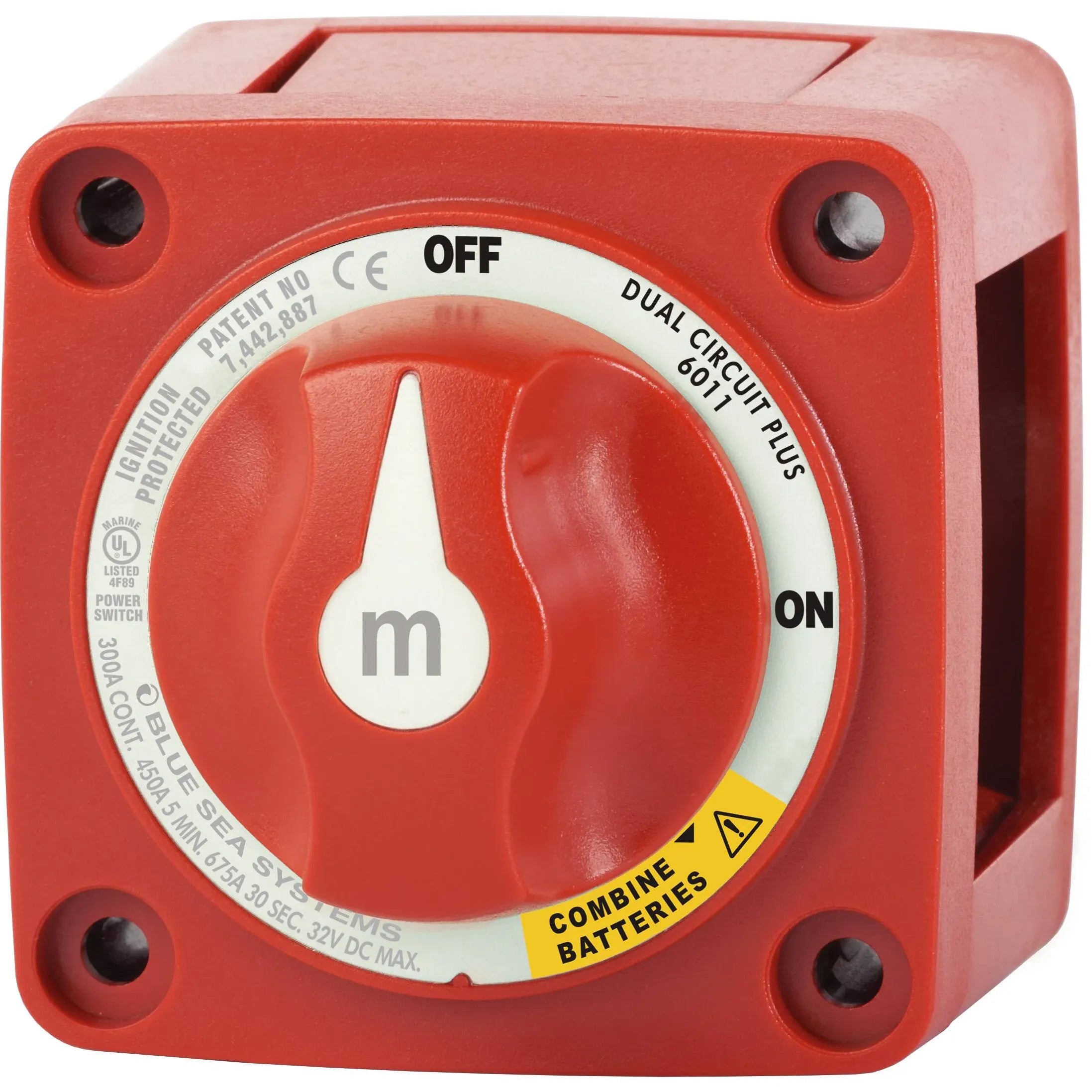 Blue Sea Systems m-Series Mini Dual Circuit Plus Battery Switch, 32V DC, 300A, 3 Position — Quality Boat Parts