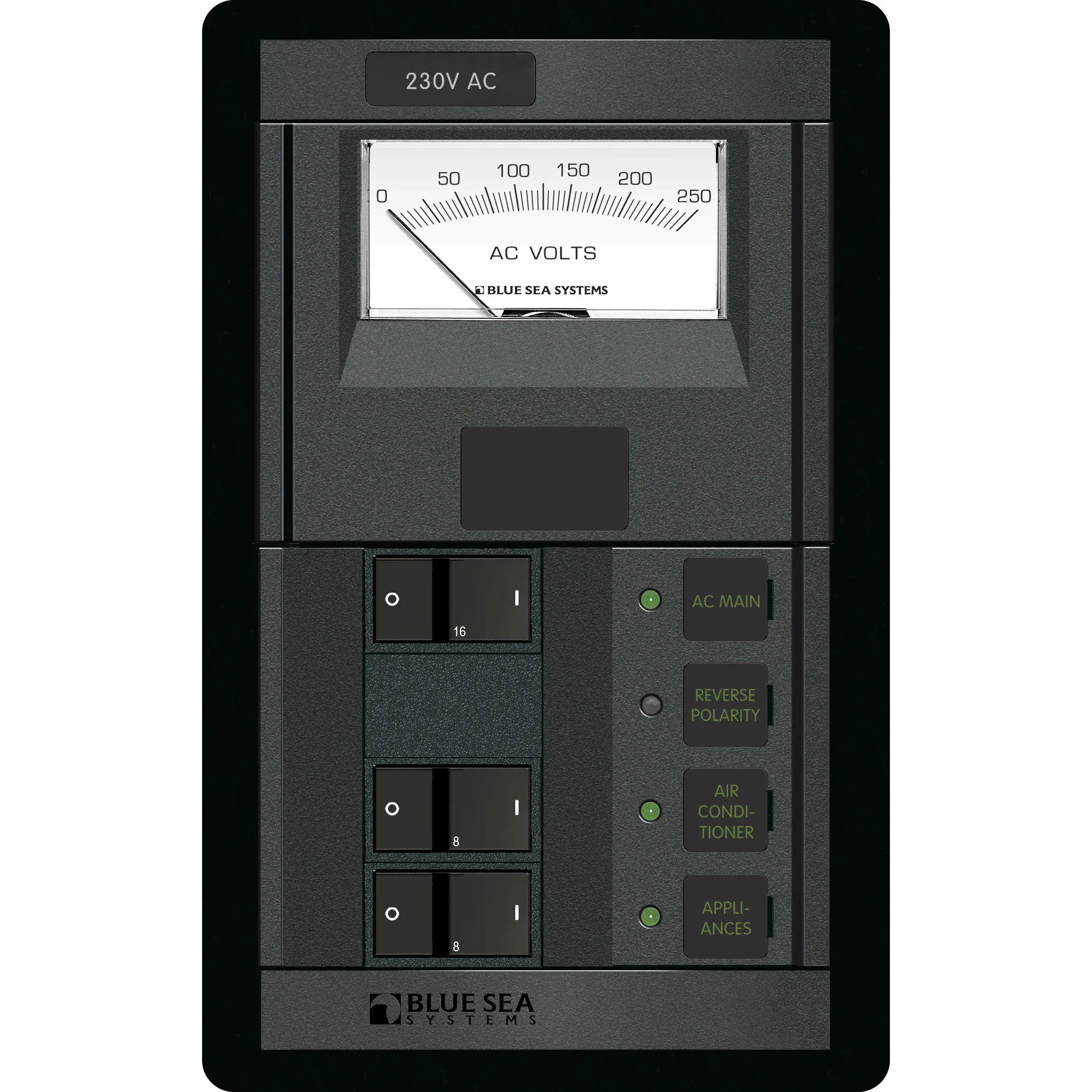 Blue Sea Systems AC Main Circuit Breaker Panel, 230V AC, Micro Voltmeter — Quality Boat Parts