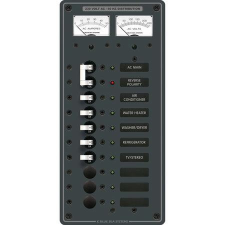 Blue Sea Systems AC Main Circuit Breaker Panel, 230V AC, Micro Voltmeter — Quality Boat Parts