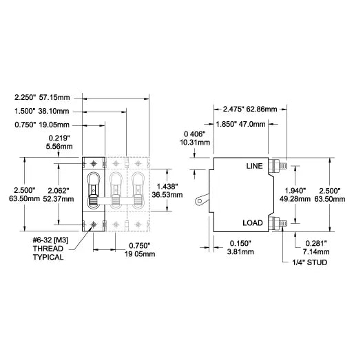 Blue Sea Systems C-Series Toggle Circuit Breaker, Single Pole, AC/DC, Magnetic Hydraulic, Trip Free — Quality Boat Parts