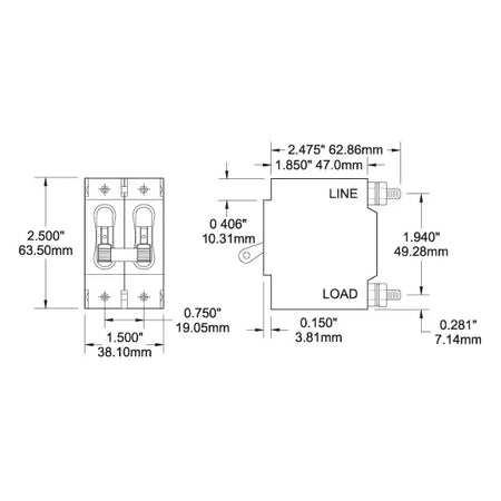 Blue Sea Systems C-Series Double Pole AC Toggle Circuit Breaker, 120/240V, 5000A Interrupt — Quality Boat Parts