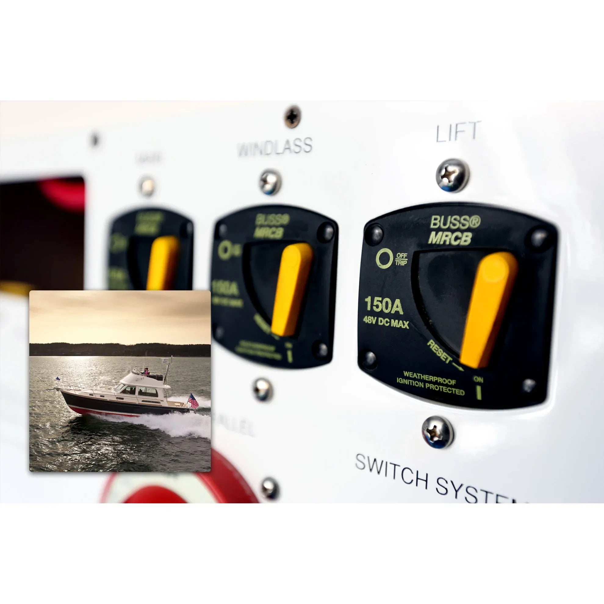 Blue Sea Systems 187-Series Switchable Thermal Circuit Breaker, 48V DC, Type III, Trip-Free, Ignition Protected — Quality Boat Parts