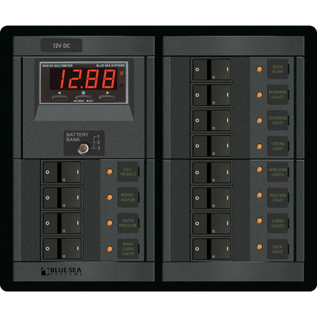 Blue Sea Systems DC Branch Circuit Breaker Panel, Pre-Wired Buses, Backlit Labels — Quality Boat Parts