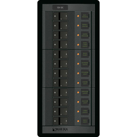 Blue Sea Systems DC Branch Circuit Breaker Panel, Pre-Wired Buses, Backlit Labels — Quality Boat Parts