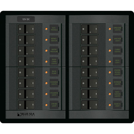 Blue Sea Systems DC Branch Circuit Breaker Panel, Pre-Wired Buses, Backlit Labels — Quality Boat Parts