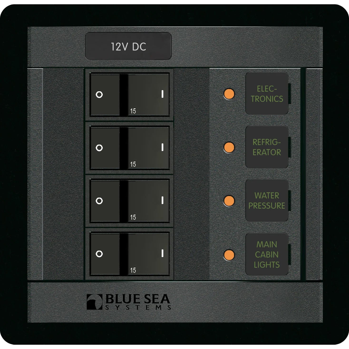 Blue Sea Systems DC Branch Circuit Breaker Panel, Pre-Wired Buses, Backlit Labels — Quality Boat Parts