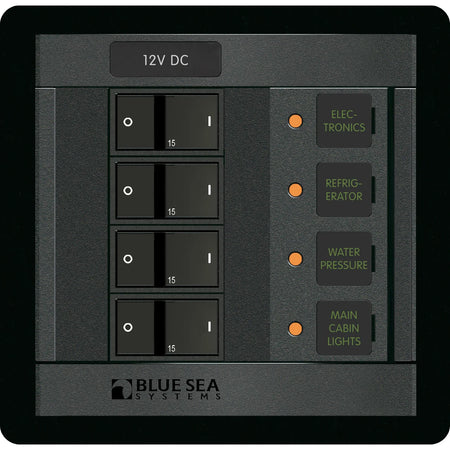 Blue Sea Systems DC Branch Circuit Breaker Panel, Pre-Wired Buses, Backlit Labels — Quality Boat Parts
