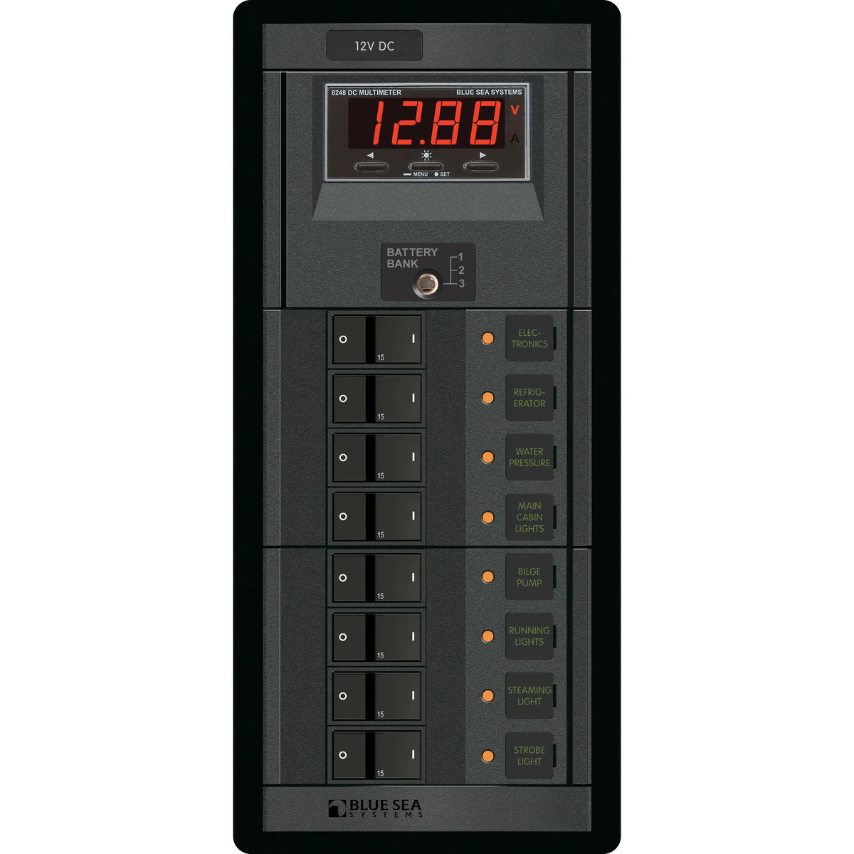 Blue Sea Systems DC Branch Circuit Breaker Panel, Pre-Wired Buses, Backlit Labels — Quality Boat Parts