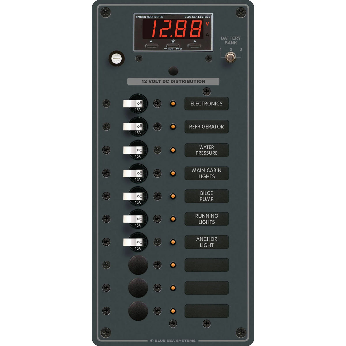 Blue Sea Systems DC Branch Circuit Breaker Panel, Pre-Wired Buses, Backlit Labels — Quality Boat Parts