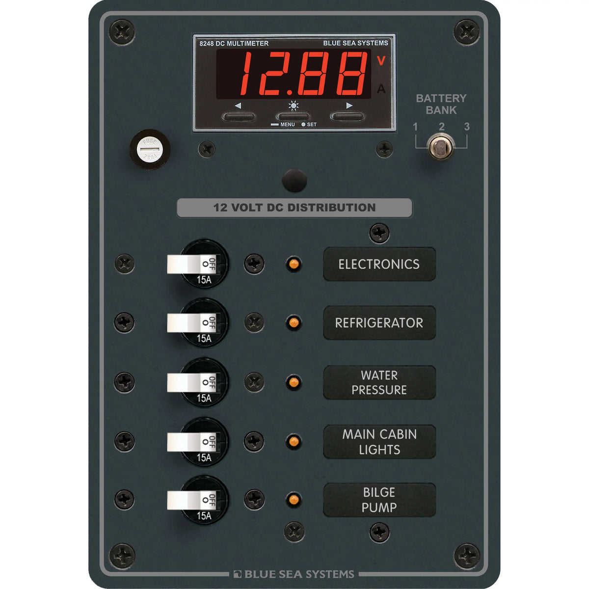 Blue Sea Systems DC Branch Circuit Breaker Panel, Pre-Wired Buses, Backlit Labels — Quality Boat Parts