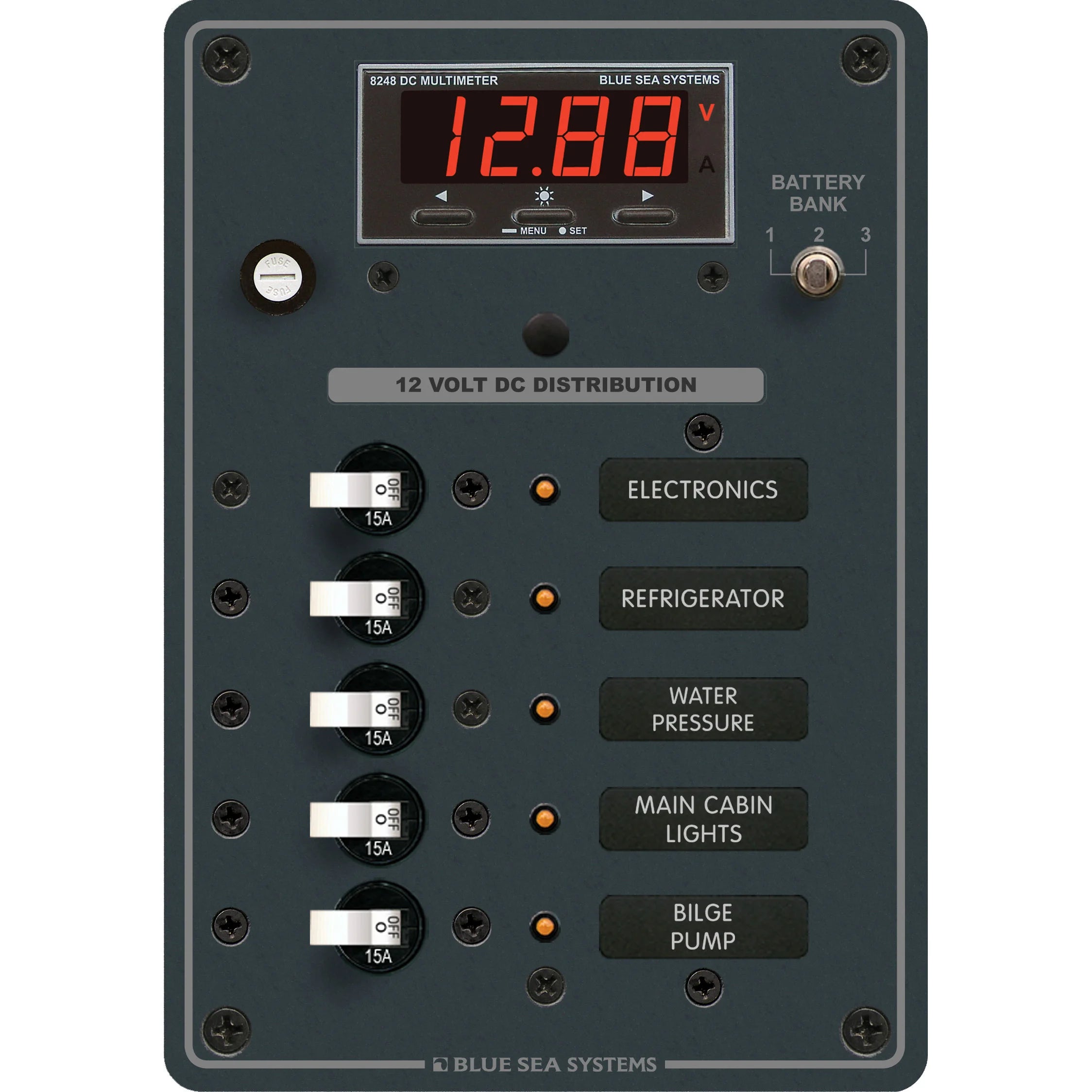 Blue Sea Systems DC Branch Circuit Breaker Panel, Pre-Wired Buses, Backlit Labels — Quality Boat Parts