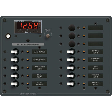 Blue Sea Systems DC Branch Circuit Breaker Panel, Pre-Wired Buses, Backlit Labels — Quality Boat Parts