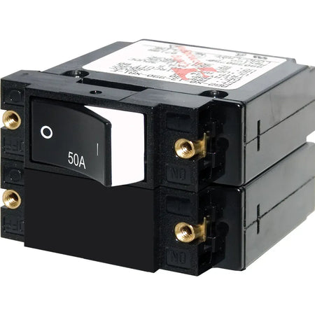 Blue Sea Systems A-Series Raised Rocker Circuit Breaker, Double Pole, 120/240V AC, 32V DC, Magnetic Hydraulic, Trip-Free — Quality Boat Parts