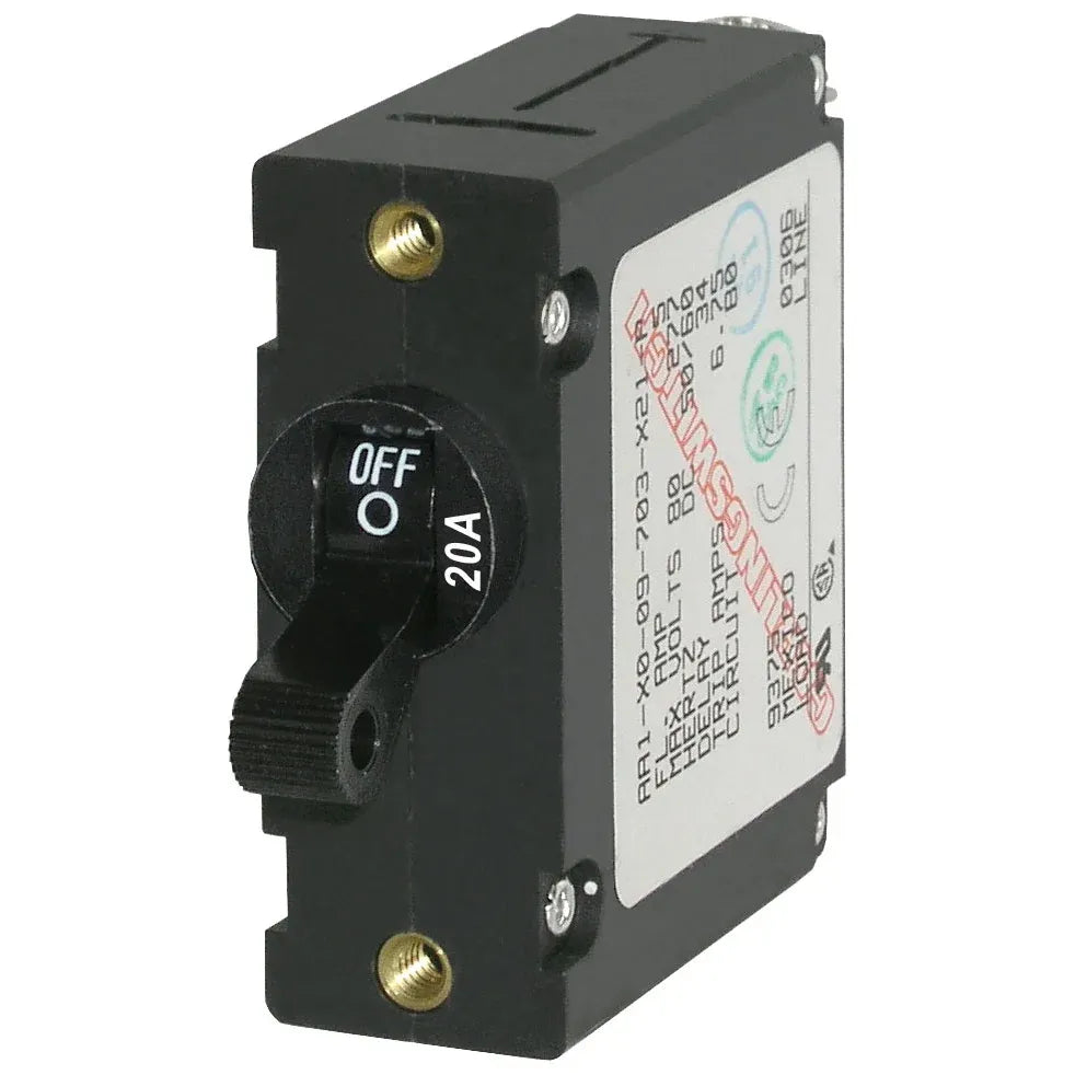 Blue Sea Systems A-Series Single Pole Toggle Circuit Breaker, AC/DC, Trip-Free — Quality Boat Parts