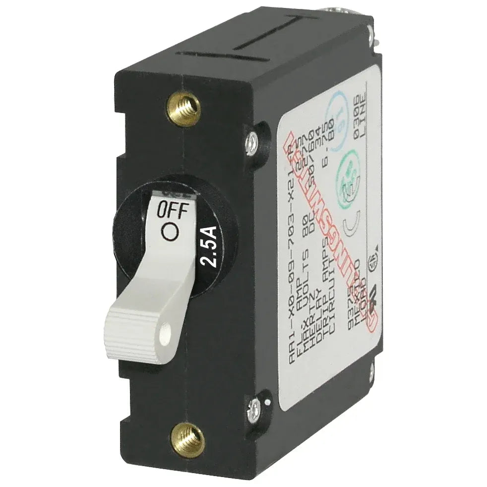 Blue Sea Systems A-Series Single Pole Toggle Circuit Breaker, AC/DC, Trip-Free — Quality Boat Parts