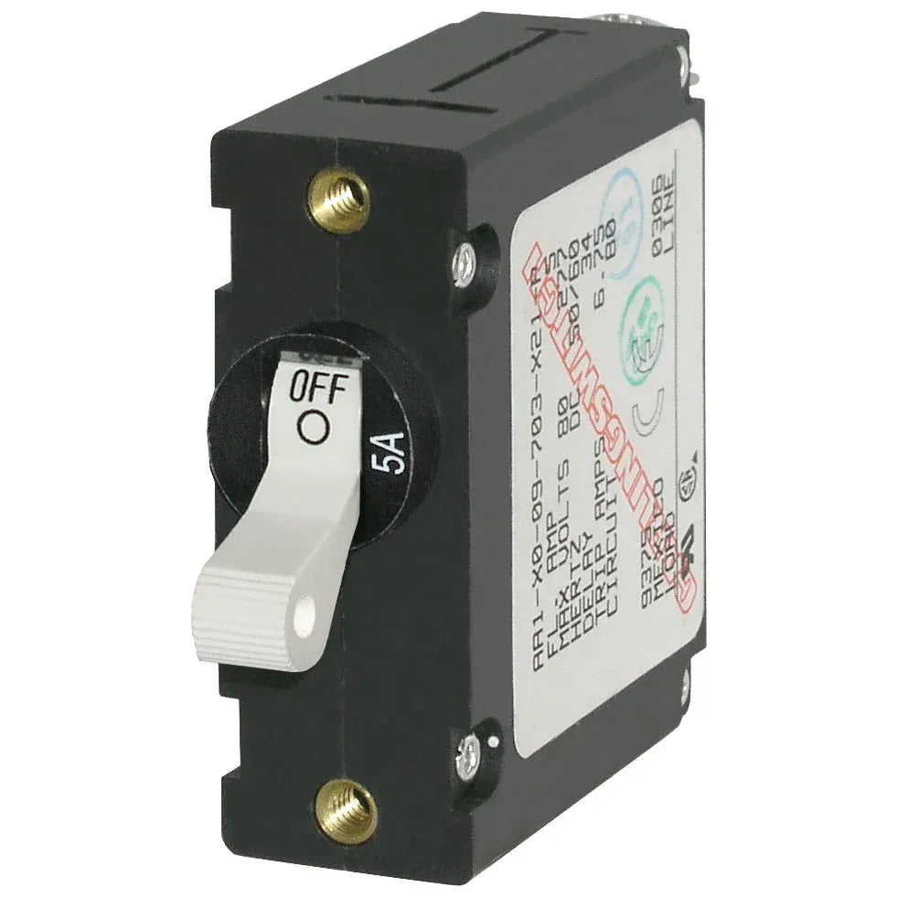 Blue Sea Systems A-Series Single Pole Toggle Circuit Breaker, AC/DC, Trip-Free — Quality Boat Parts