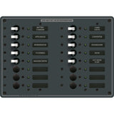 Blue Sea Systems Traditional Metal AC Branch Circuit Breaker Panel, 100A, Pre-Wired, Backlit Labels, ON Indicator LEDs — Quality Boat Parts