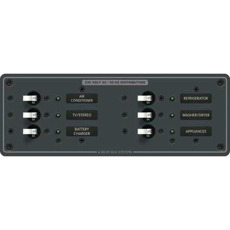 Blue Sea Systems Traditional Metal AC Branch Circuit Breaker Panel, 100A Max, Backlit Labels — Quality Boat Parts