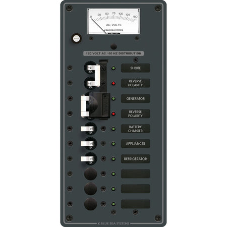 Blue Sea Systems Traditional Metal AC Source Selector Panel, 2 Sources, Lockout Slide — Quality Boat Parts