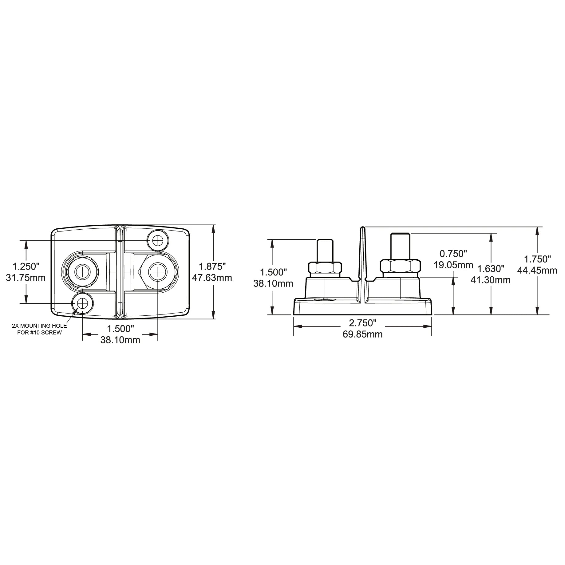 Blue Sea Systems Dual PowerPost Cable Connector, 48V DC, #10 Screw Mounting — Quality Boat Parts