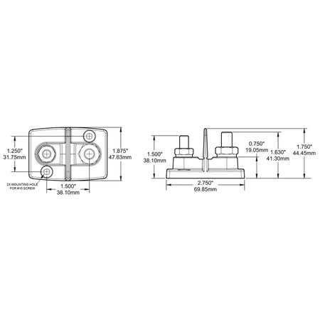 Blue Sea Systems Dual PowerPost Cable Connector, 48V DC, #10 Screw Mounting — Quality Boat Parts