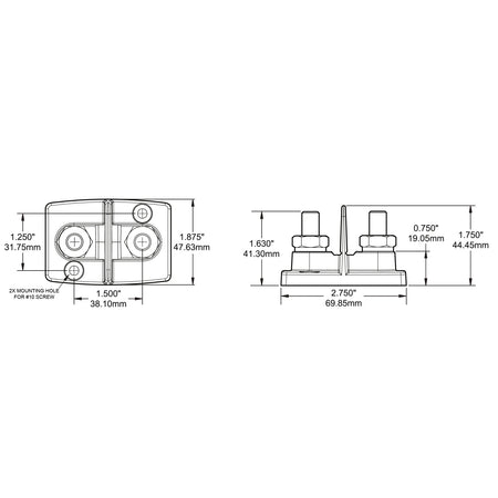 Blue Sea Systems Dual PowerPost Cable Connector, 48V DC, #10 Screw Mounting — Quality Boat Parts
