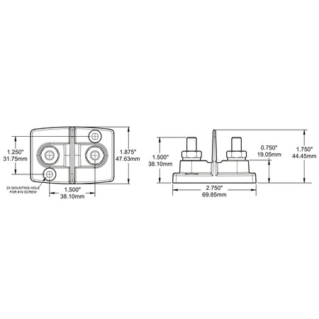 Blue Sea Systems Dual PowerPost Cable Connector, 48V DC, #10 Screw Mounting — Quality Boat Parts