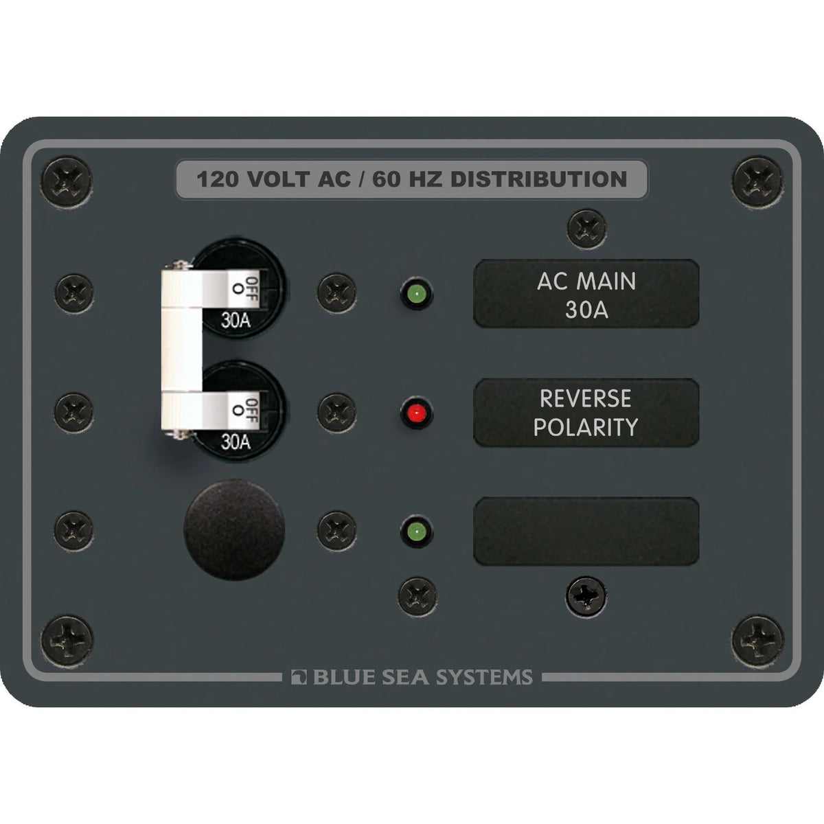 Blue Sea Systems Traditional Metal AC Main Circuit Breaker Panel, 120V AC, White Toggle Breakers, Non-Metered — Quality Boat Parts